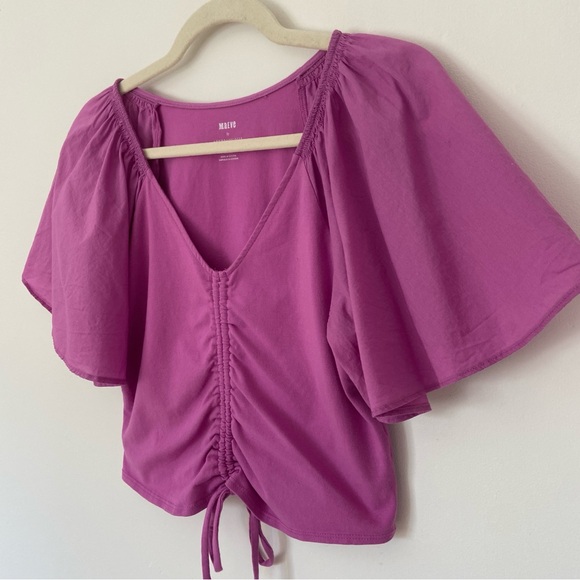 Anthropologie Maeve Cinched Flutter Sleeve Top size Small - Picture 5 of 10